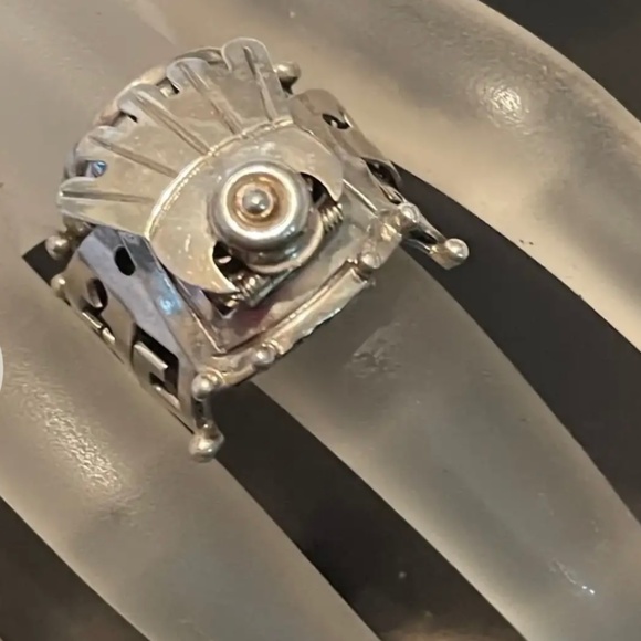 Rare Vintage Mexico Knight Helmet Poison Sterling Silver Statement Adjustable R - Picture 1 of 13